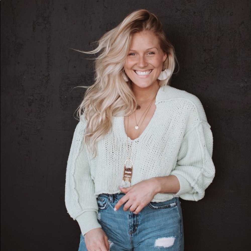 Free People Sea Bright Pullover Lime - Picture 2 of 7